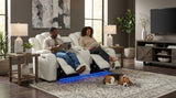 Elements International Carlo - Power Motion Loveseat With Power Headrest, Console And LED styled in a designer-styled interior lifestyle setting at Quality Home Furniture