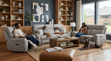 Elements International Jackpot - P1 Sofa With Heat Massage - Explore Light Gray styled in a designer-styled interior lifestyle setting at Quality Home Furniture