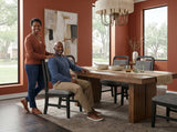 Elements International Ridgemont - Dining Side Chair with Grey Fabric styled in a designer-styled interior lifestyle setting at Quality Home Furniture