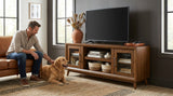 Elements International Santa Barbara - 60" TV Console styled in a designer-styled interior lifestyle setting at Quality Home Furniture