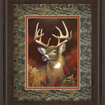 Deer Portrait Double Matted - Framed Print Wall Art - Red