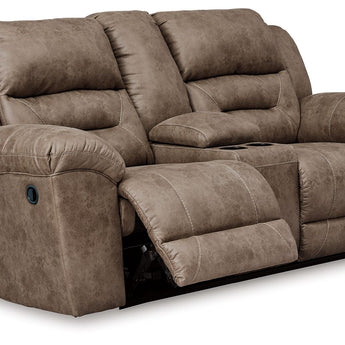 Stoneland - DBL Rec Loveseat w/Console - Light Brown