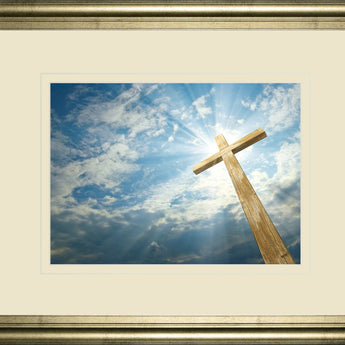 Cross In The Sky By Viadischern - Framed Photo Print Wall Art - Blue