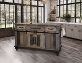 Loft Kitchen Island Two Tone Gray / Brown - detail