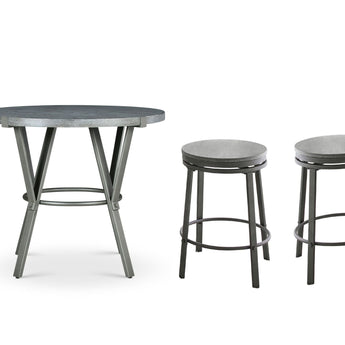 Portland - 3 Piece Dining Set With Round Counter Table - Gray
