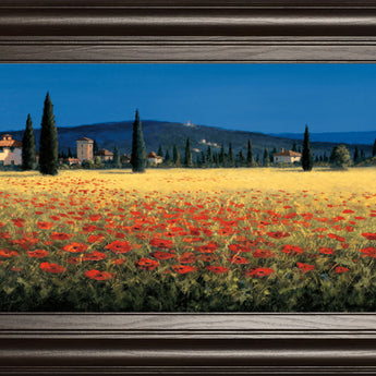 Tuscan Panorama-poppies By David Short - Blue