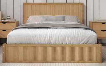Donco Kids Urban Bookcase Platform Bed Queen Size Bed in Urban Oak