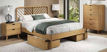 Donco Kids Urban Nightstand Bed Queen Size Bed in Urban Oak