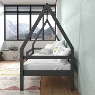 Donco Kids A-Frame House Bed Twin Bed in Dark Grey