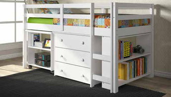 Donco Kids Louver Low Loft System Loft Bed in White