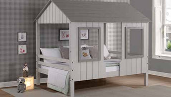 Donco Kids Full House Low Loft Full Size Loft Bed in Grey Two Tone