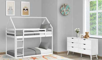 Donco Kids A-Frame Tent Bunk Twin/Twin Bunk Bed in White