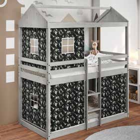 Donco Kids Fort Bunk Loft Twin/Twin Bunk Bed in Rustic Light Grey