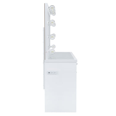 Amia Complete Vanity With Lightbulbs Glossy White - alternate view