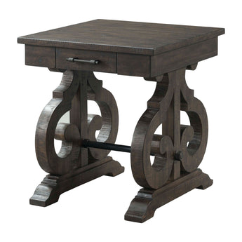 Stone Chairside Table With PU Base Dark Walnut - Chair Side Tables at Quality Home Furniture Mesquite