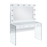 Jacey Complete Vanity With Lightbulbs Glossy White - Vanity Desks at Quality Home Furniture Mesquite