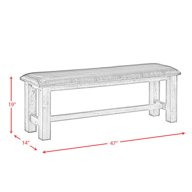 Nathan Bench With PU Padded Seat Gray Oak - detail