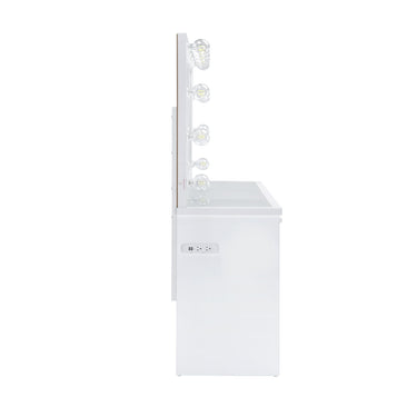 Ariana Complete Vanity With Lightbulbs Glossy White - detail