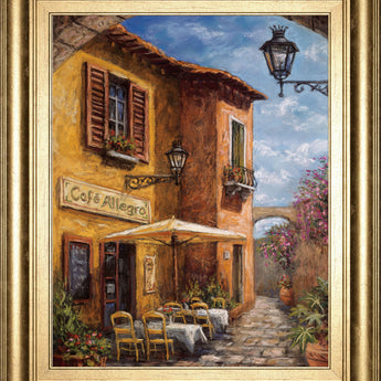Courtyard Cafe By Surridge, M - Framed Print Wall Art - Light Brown