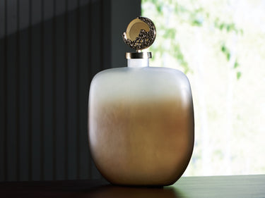 Acario - 17" Jar - Taupe / Gold Finish
