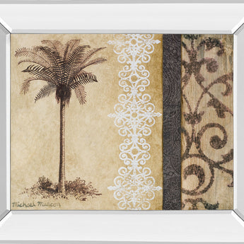 Decorative Palm Il By Michael Marcon - Mirror Framed Print Wall Art - Beige