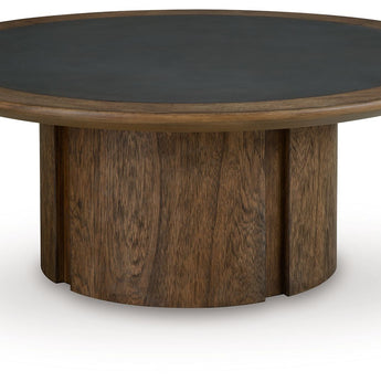 Dontayne - Round Cocktail Table - Warm Brown