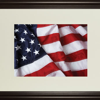 American Flag By Kikk In Double Matted - Framed Print Wall Art - Red