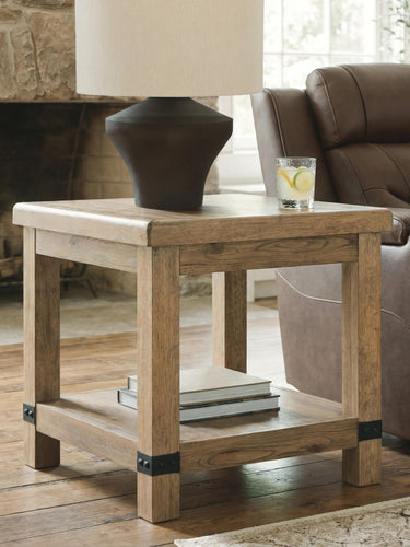 Ridgester - Rectangular End Table - Light Brown