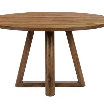 Silver - Round Dining Table - Brown