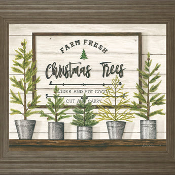 Farm Fresh Christmas Trees By Diane Weaver - Framed Print Wall Art - Green