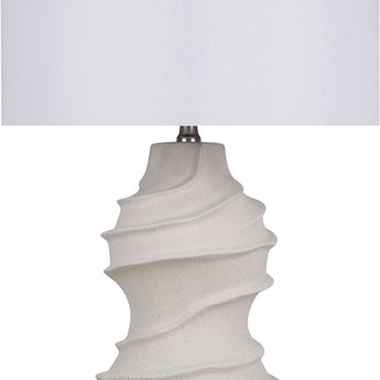"Serenity Waves" Ceramic Table Lamp - Off White