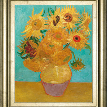 Still Life Vase With Twelve Sunflowers, January 1889 By Vincent Van Gogh - Framed Print Wall Art - Gold