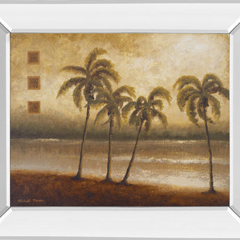 Tropical Escape I By Michael Marcon - Mirror Framed Print Wall Art - Light Brown