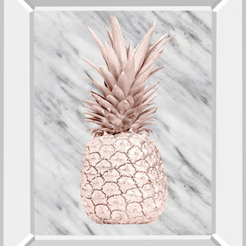 Rose Gold Pineapple On Gray Marble By Nature Magick - Mirror Framed Print Wall Art - Gray