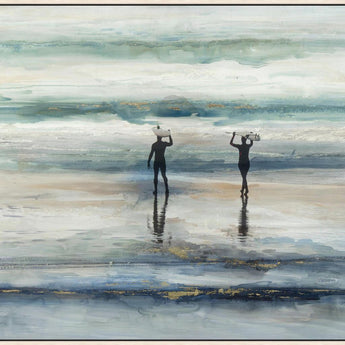 Surfer Stroll - 32" x 48" Framed Wall Art - Blue