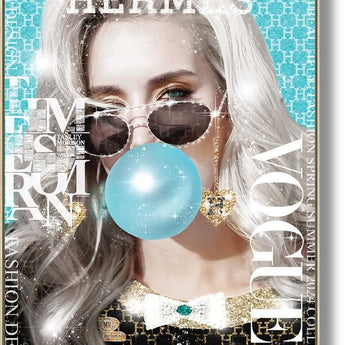 Gilded Glam Pop - 32" x 47" Framed Wall Art - Light Blue