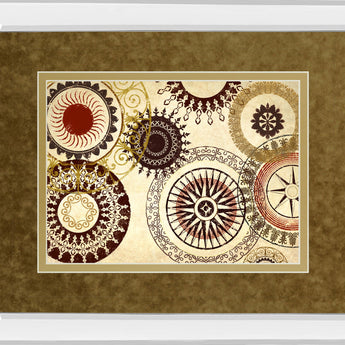 egyptian Textile By Michael Marcon Mirror Framed Print Wall Art - Light Brown