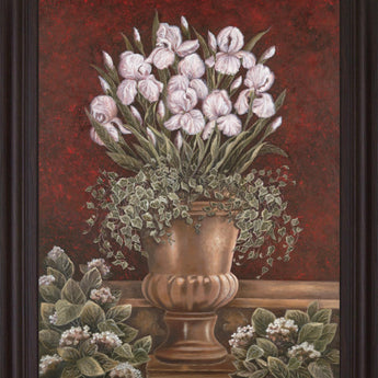 Crimson Iris Bouquet - 28" x 34" Framed Wall Art - Dark Red