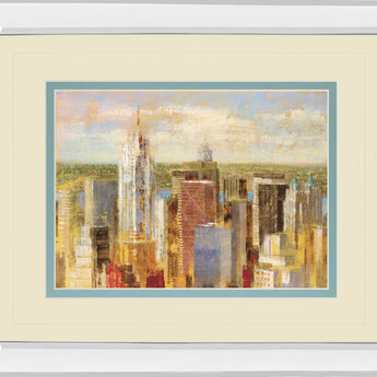 Cityscape Il By Longo - Mirror Framed Print Wall Art - Beige