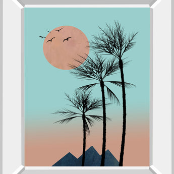 Passion In The Tropics I By Hal Halli - Mirror Framed Print Wall Art - Light Blue