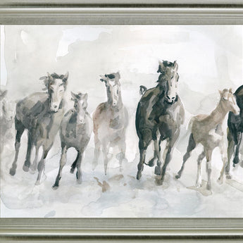 Galloping Mist - 28" x 34" Framed Wall Art - Gray