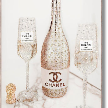 Glitter Toast Celebration - 32" x 47" Framed Wall Art - Beige