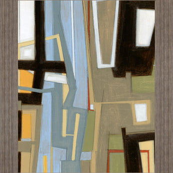 Urban Slate Geometry - 28" x 34" Framed Wall Art - Beige