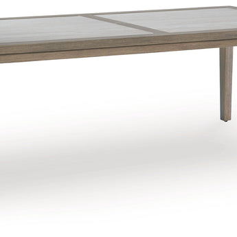 Rainier Ranch - Mesa de comedor rectangular con opción de sombrilla - Marrón/Beige