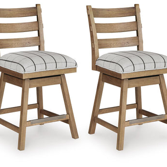 Ridgester - Upholstered Swivel Barstool (Set of 2) - Light Brown