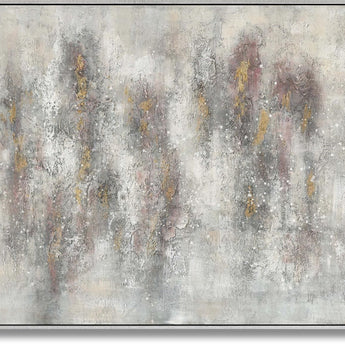 Mist Veil Harmony - 36" x 48" Framed Wall Art - Pearl Silver