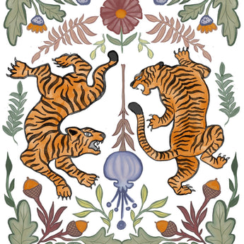 Tiger Duo By Elizabeth Medley (Framed) - Orange