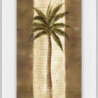 Scroll Palm Il By Carol Robinson - Mirror Framed Print Wall Art - Beige