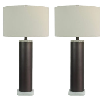 Slate Stone Metal & Jade Table Lamp (Set of 2) - Gray Slate