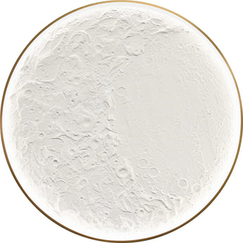 Lunar Relief Hand-Painted LED Canvas In Frame - Ivory / White